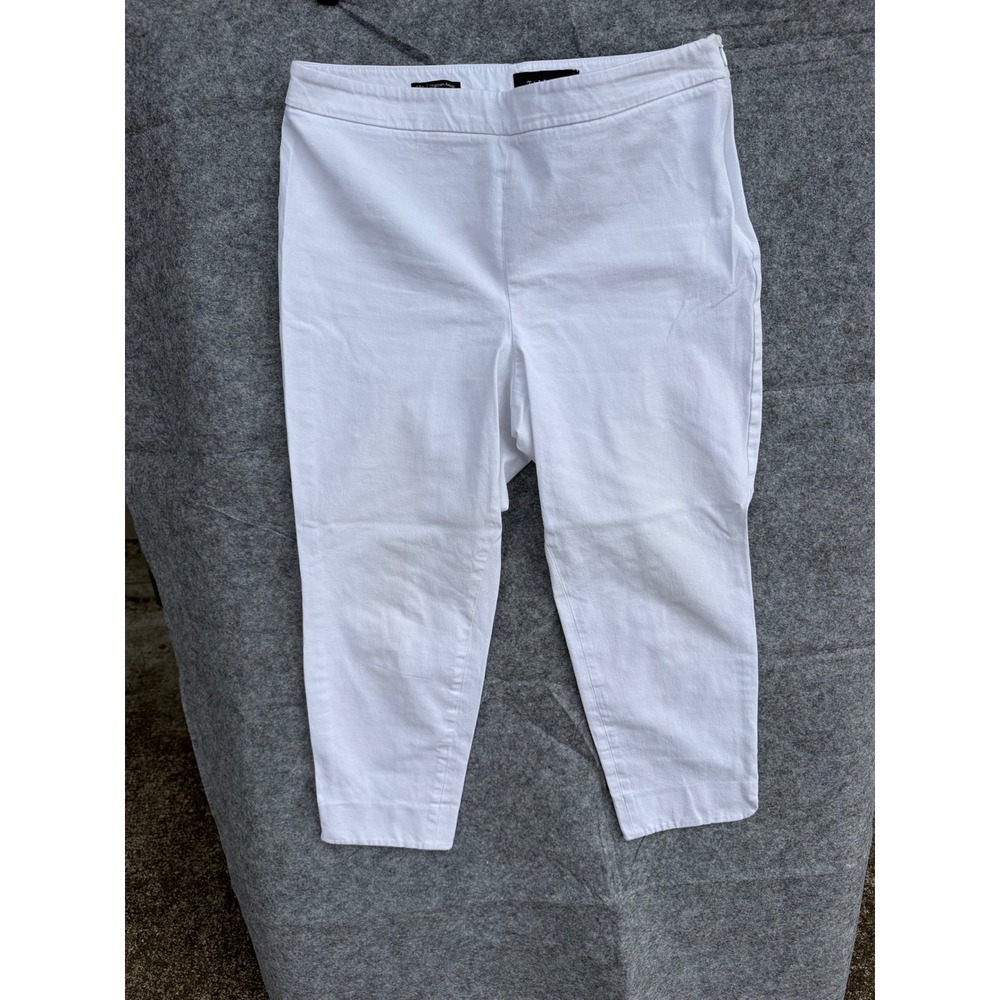 Talbots 14P 14 Petite Chatham Ankle Pants White Side Zip Slim Leg Crop Work C3